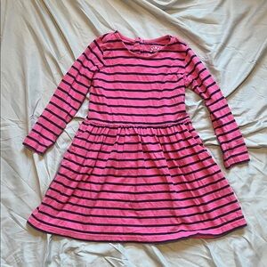 Primary Pink and Black Striped Casual Dress Size 4-5